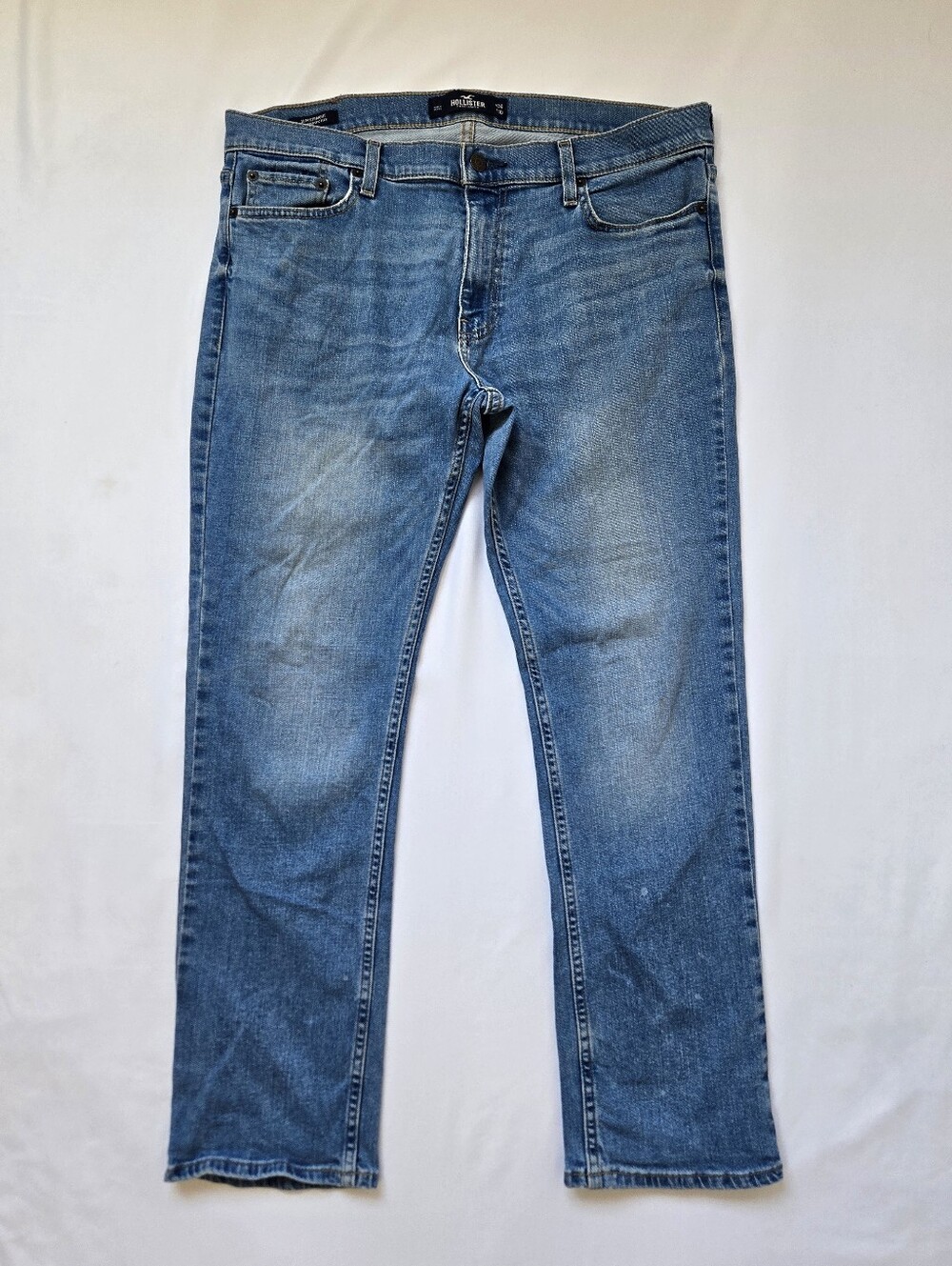 Hollister Slim Straight Epic Flex Jeans Men's 34x30 Light Wash Stretch Denim